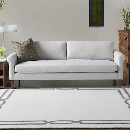 Contemporary Bench Cushion Rolled Arm Sofa